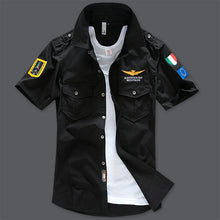 Load image into Gallery viewer, New 6XL Military Men&#39;s Short Sleeve Shirts Summer Fashion Embroidered High Quality Cotton Air Force One MA1 Casual Shirt AE12002
