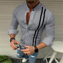 Load image into Gallery viewer, Men&#39;s New Fashion Bamboo Cotton Long Sleeve Striped Fit Shirt Casual Top Blouse Wholesale Free Ship camisa masculina Z4
