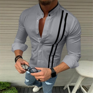 Men's New Fashion Bamboo Cotton Long Sleeve Striped Fit Shirt Casual Top Blouse Wholesale Free Ship camisa masculina Z4