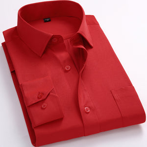 Men's Long Sleeve Slim Fit Dress Casual Shirt White Blue Red Yellow Male Social Shirt Plus Size 5XL 6XL 7XL 8XL
