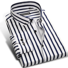 Load image into Gallery viewer, Men&#39;s Fashion Color Striped Dress Shirt Long Sleeve Standard-fit Button-down Collar Male Clothes High-quality Casual Shirt
