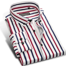 Load image into Gallery viewer, Men&#39;s Fashion Color Striped Dress Shirt Long Sleeve Standard-fit Button-down Collar Male Clothes High-quality Casual Shirt
