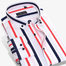 Load image into Gallery viewer, Men&#39;s Fashion Color Striped Dress Shirt Long Sleeve Standard-fit Button-down Collar Male Clothes High-quality Casual Shirt

