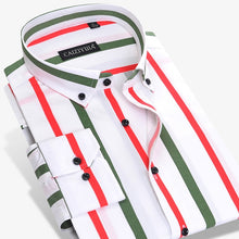 Load image into Gallery viewer, Men&#39;s Fashion Color Striped Dress Shirt Long Sleeve Standard-fit Button-down Collar Male Clothes High-quality Casual Shirt
