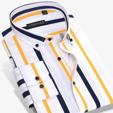Load image into Gallery viewer, Men&#39;s Fashion Color Striped Dress Shirt Long Sleeve Standard-fit Button-down Collar Male Clothes High-quality Casual Shirt
