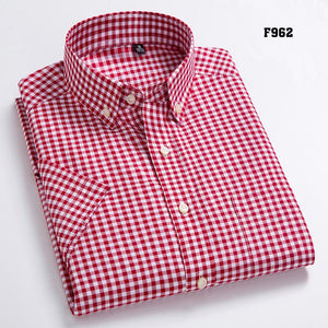 High Quality Men's Oxford Casual Shirts Leisure Design Plaid Men's Social Shirts 100% Cotton Short Sleeve Men's Dress Shirts