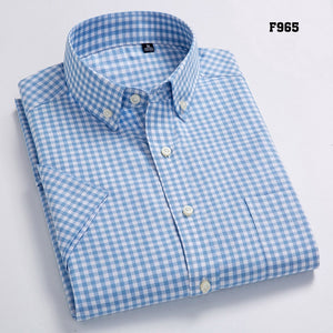 High Quality Men's Oxford Casual Shirts Leisure Design Plaid Men's Social Shirts 100% Cotton Short Sleeve Men's Dress Shirts