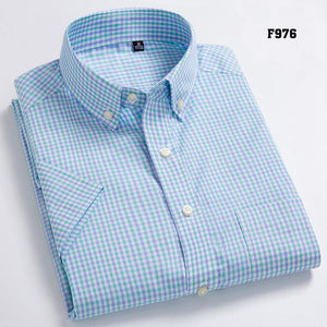High Quality Men's Oxford Casual Shirts Leisure Design Plaid Men's Social Shirts 100% Cotton Short Sleeve Men's Dress Shirts