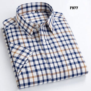 High Quality Men's Oxford Casual Shirts Leisure Design Plaid Men's Social Shirts 100% Cotton Short Sleeve Men's Dress Shirts