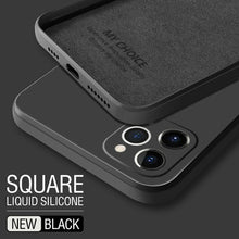 Load image into Gallery viewer, Luxury Original Square Liquid Silicone Phone Case For iPhone 12 11 Pro Max Mini XS X XR 7 8 Plus SE 2 Thin Soft Cover Candy Case
