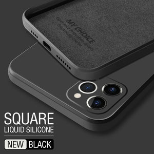 Luxury Original Square Liquid Silicone Phone Case For iPhone 12 11 Pro Max Mini XS X XR 7 8 Plus SE 2 Thin Soft Cover Candy Case