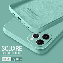 Load image into Gallery viewer, Luxury Original Square Liquid Silicone Phone Case For iPhone 12 11 Pro Max Mini XS X XR 7 8 Plus SE 2 Thin Soft Cover Candy Case
