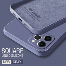 Load image into Gallery viewer, Luxury Original Square Liquid Silicone Phone Case For iPhone 12 11 Pro Max Mini XS X XR 7 8 Plus SE 2 Thin Soft Cover Candy Case
