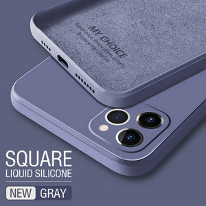 Luxury Original Square Liquid Silicone Phone Case For iPhone 12 11 Pro Max Mini XS X XR 7 8 Plus SE 2 Thin Soft Cover Candy Case