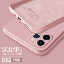 Load image into Gallery viewer, Luxury Original Square Liquid Silicone Phone Case For iPhone 12 11 Pro Max Mini XS X XR 7 8 Plus SE 2 Thin Soft Cover Candy Case
