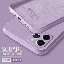 Load image into Gallery viewer, Luxury Original Square Liquid Silicone Phone Case For iPhone 12 11 Pro Max Mini XS X XR 7 8 Plus SE 2 Thin Soft Cover Candy Case
