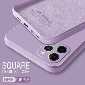 Luxury Original Square Liquid Silicone Phone Case For iPhone 12 11 Pro Max Mini XS X XR 7 8 Plus SE 2 Thin Soft Cover Candy Case