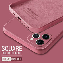 Load image into Gallery viewer, Luxury Original Square Liquid Silicone Phone Case For iPhone 12 11 Pro Max Mini XS X XR 7 8 Plus SE 2 Thin Soft Cover Candy Case
