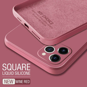 Luxury Original Square Liquid Silicone Phone Case For iPhone 12 11 Pro Max Mini XS X XR 7 8 Plus SE 2 Thin Soft Cover Candy Case