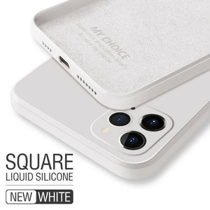 Luxury Original Square Liquid Silicone Phone Case For iPhone 12 11 Pro Max Mini XS X XR 7 8 Plus SE 2 Thin Soft Cover Candy Case