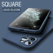 Load image into Gallery viewer, Luxury Original Square Liquid Silicone Phone Case For iPhone 12 11 Pro Max Mini XS X XR 7 8 Plus SE 2 Thin Soft Cover Candy Case
