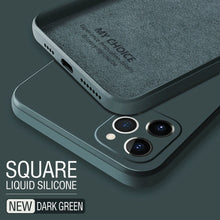 Load image into Gallery viewer, Luxury Original Square Liquid Silicone Phone Case For iPhone 12 11 Pro Max Mini XS X XR 7 8 Plus SE 2 Thin Soft Cover Candy Case
