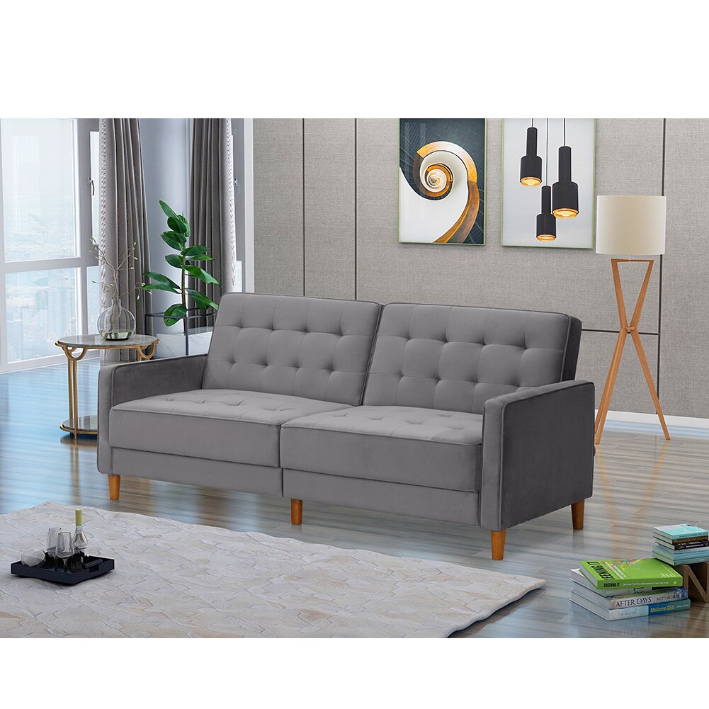 Square Arms  Modern Upholstered Sofa Bed