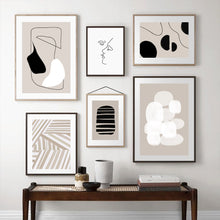 Load image into Gallery viewer, Modern Abstract Line Art Beige Black Minimalist Canvas Painting Poster Print Wall Pictures Living Room Interior Home Decoration
