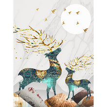 Load image into Gallery viewer, Nordic Abstract Landscape Deer Decor Wall Poster Gold Elk Leaf Canvas Interior Paintings On The Wall Art Pictures for Room Home
