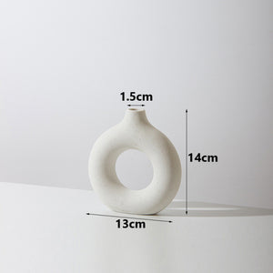NIFLHEIM Donuts Flower Pot Nordic Circular Hollow Ceramic Vase Home Decoration Accessories Office Desktop Living Room Interior