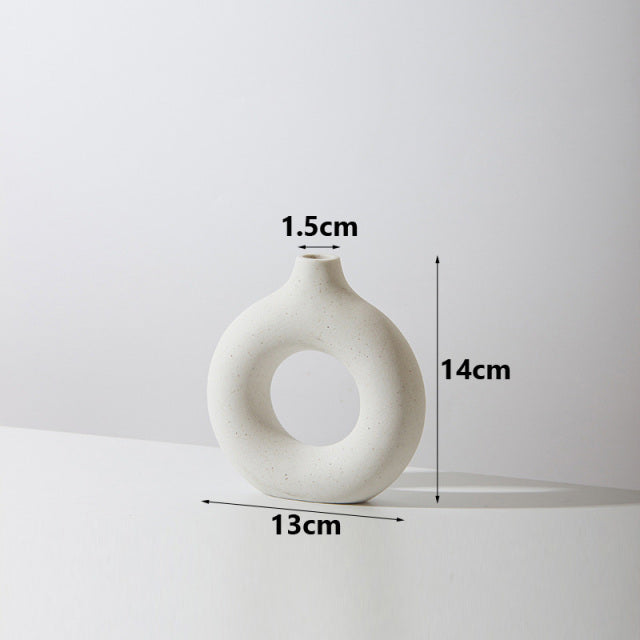 NIFLHEIM Donuts Flower Pot Nordic Circular Hollow Ceramic Vase Home Decoration Accessories Office Desktop Living Room Interior