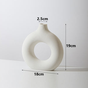 NIFLHEIM Donuts Flower Pot Nordic Circular Hollow Ceramic Vase Home Decoration Accessories Office Desktop Living Room Interior