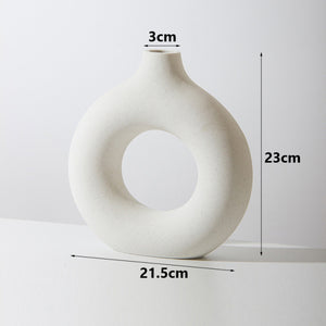 NIFLHEIM Donuts Flower Pot Nordic Circular Hollow Ceramic Vase Home Decoration Accessories Office Desktop Living Room Interior