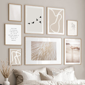 Modern Abstract Boho Beige White Line Wall Art Minimalist Canvas Paintings Posters Print Picture Living Room Home Interior Decor