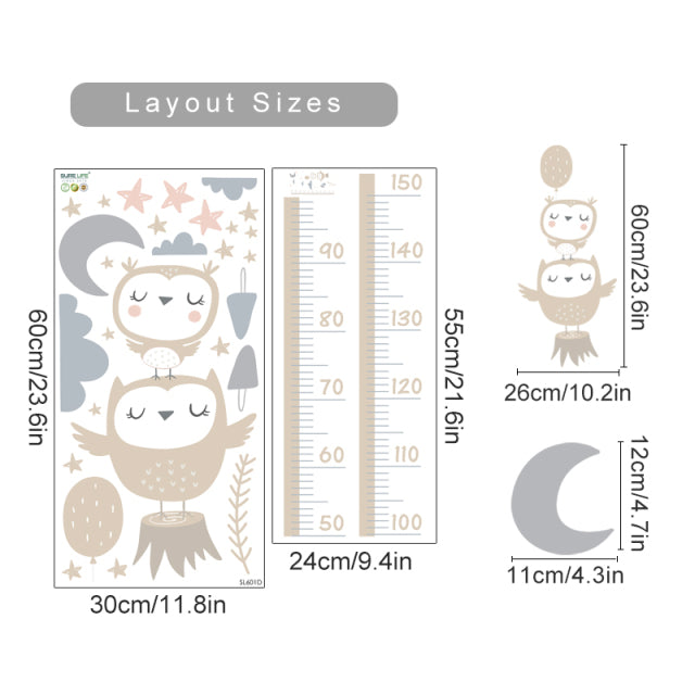 Cartoon Baby Height Measurement Lion Hippo Rainbow Wall Sticker Nursery Vinyl Wall Decals Kids Room Interior Home Decor Gifts