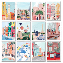 Load image into Gallery viewer, Anime Cartoon City Landscape Poster Prints Morocco Dubai Japan Travel Wall Art Canvas Pictures for Home Decor Interior Paintings
