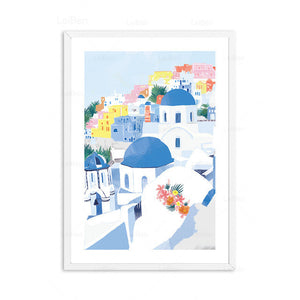 Anime Cartoon City Landscape Poster Prints Morocco Dubai Japan Travel Wall Art Canvas Pictures for Home Decor Interior Paintings