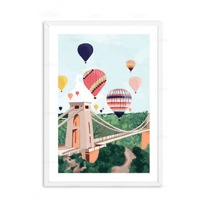 Anime Cartoon City Landscape Poster Prints Morocco Dubai Japan Travel Wall Art Canvas Pictures for Home Decor Interior Paintings