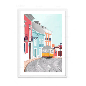 Anime Cartoon City Landscape Poster Prints Morocco Dubai Japan Travel Wall Art Canvas Pictures for Home Decor Interior Paintings