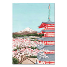 Load image into Gallery viewer, Anime Cartoon City Landscape Poster Prints Morocco Dubai Japan Travel Wall Art Canvas Pictures for Home Decor Interior Paintings
