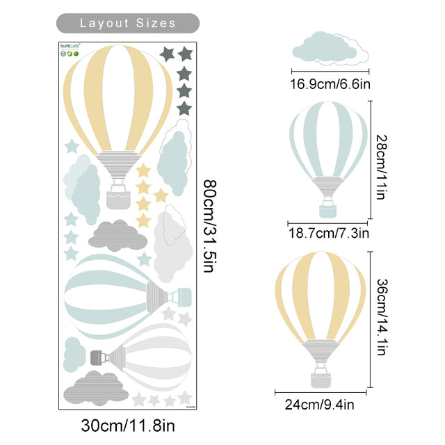 Cartoon Hot Air Balloon Clouds Nursery Wall Stickers Removable Children DIY Wall Decals Kids Bedroom Interior Home Decoration